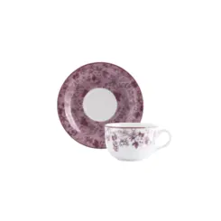 Xicara Café com Pires Porcelana Schmidt - Dec. Lavanda 2441