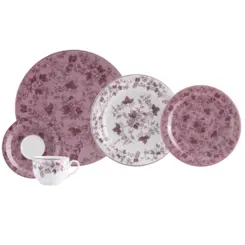 Aparelho Jantar e Chá 30 Peças Porcelana Schmidt - Dec. Lavanda 2441