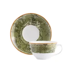 Xícara de Chá Com Pires 200ml Porcelana Schmidt - Dec. Floresta 2438