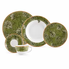Aparelho Jantar e Chá 30 Peças Porcelana Schmidt - Dec. Floresta 2438