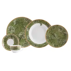 Aparelho Jantar e Chá 30 Peças Porcelana Schmidt - Dec. Floresta 2438