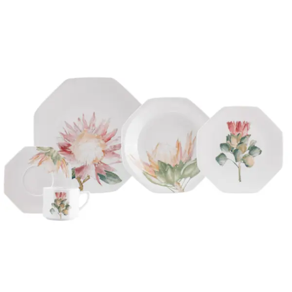 Aparelho Jantar e Chá 30 Peças Porcelana Schmidt - Dec. Kapama 2445