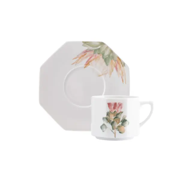 Xicara Chá com Pires Porcelana Schmidt - Dec. Kapama 2445