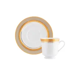 Xícara Chá Com Pires 200ml Porcelana Schmidt - Dec. Topazio Imperial 2442