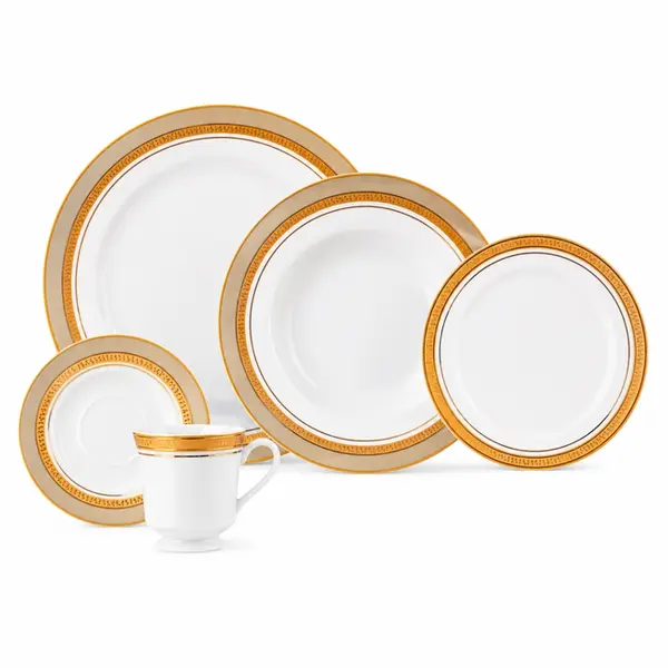 Aparelho Jantar e Chá 30 Peças Porcelana Schmidt - Dec. Topazio Imperial 2442