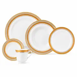 Aparelho Jantar e Chá 30 Peças Porcelana Schmidt - Dec. Topazio Imperial 2442