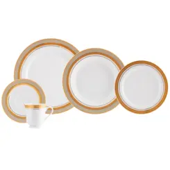 Aparelho Jantar e Chá 30 Peças Porcelana Schmidt - Dec. Topazio Imperial 2442