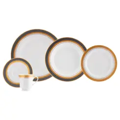 Aparelho Jantar e Chá 30 Peças Porcelana Schmidt - Dec. Turmalina Cinza 2443