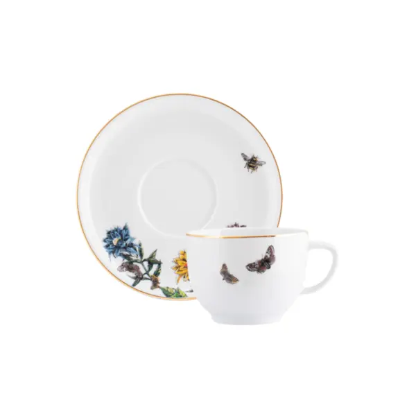 Xicara Chá com Pires Porcelana Schmidt - Dec. Hippie Chic 2439