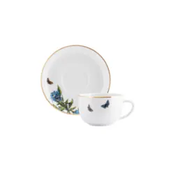Xicara Café com Pires Porcelana Schmidt - Dec. Hippie Chic 2439