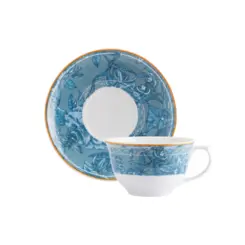 Xícara de Chá Com Pires 200ml Porcelana Schmidt - Dec. Atlantico 2437