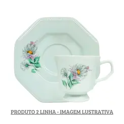Xícara Chá com Pires Porcelana Schmidt - Dec. Margarida E650 2ª Linha