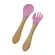 Dupla de Talheres de Madeira com Silicone Rosa