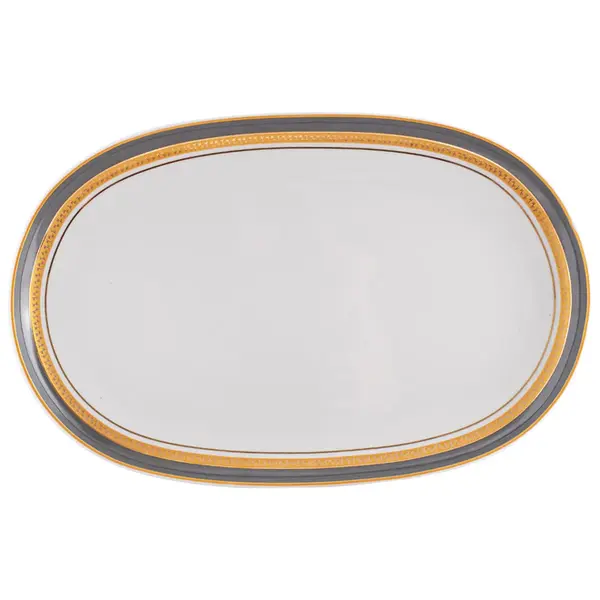Travessa Rasa Oval 36cm Porcelana Schmidt - Dec. Turmalina Cinza 2443