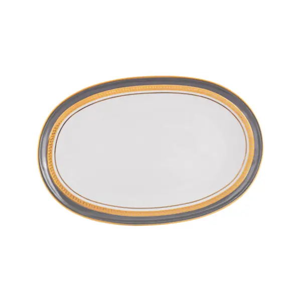 Travessa Rasa Oval 28cm Porcelana Schmidt - Dec. Turmalina Cinza 2443