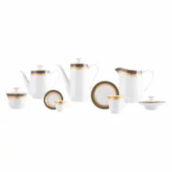 Aparelho Chá e Café 53 Peças Porcelana Schmidt - Dec. Turmalina Cinza 2443