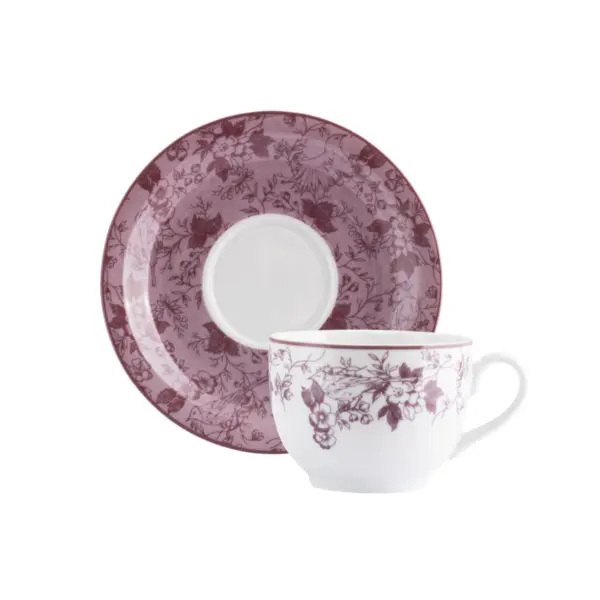 Xícara Chá com Pires Porcelana Schmidt - Dec. Lavanda 2441