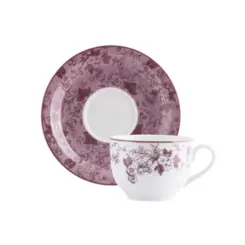 Xícara Chá com Pires Porcelana Schmidt - Dec. Lavanda 2441