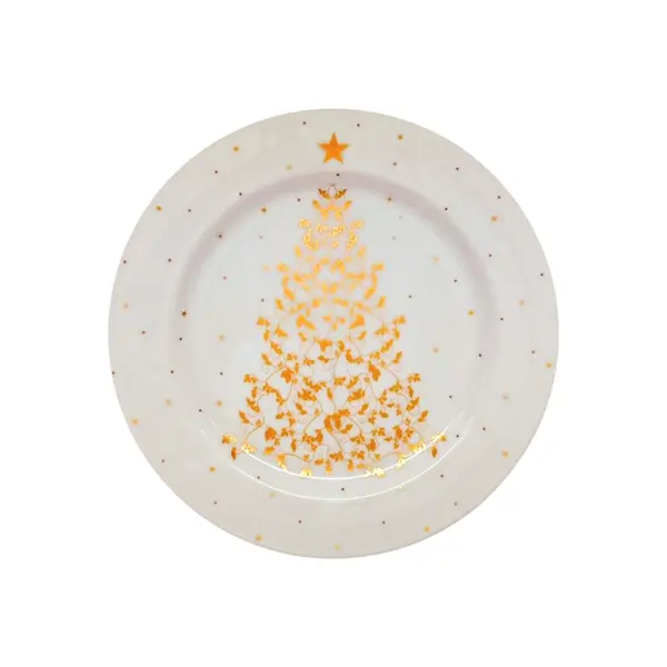 Prato Sobremesa Porcelana Schmidt - Dec. Pinheiro Natal N006