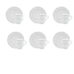Conjunto com 6 Xícaras Chá com Pires Porcelana Schmidt - Dec. Martha 2309