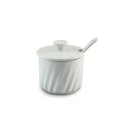 Açucareiro de Cerâmica Twist Branco com Colher de Cerâmica
