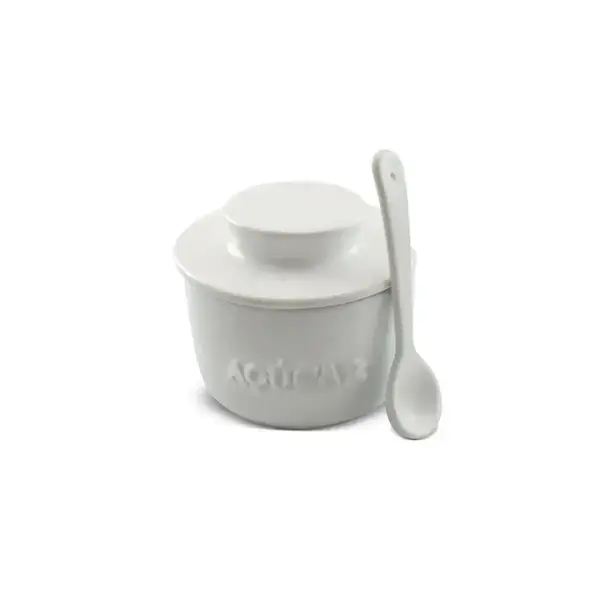 Açucareiro de Cerâmica com Colher Branco