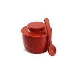 Açucareiro de Cerâmica com Colher Vermelho