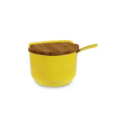 Saleiro de Cerâmica Amarelo comTampa e Colher