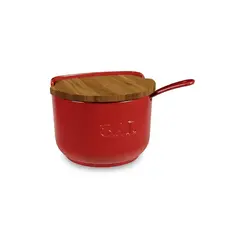 Saleiro de Cerâmica Vermelho comTampa e Colher