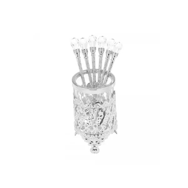 Conjunto 6 Colheres de Zamac com Suporte Niquelado Crystal 14cm Wolff