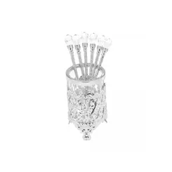 Conjunto 6 Colheres de Zamac com Suporte Niquelado Crystal 14cm Wolff