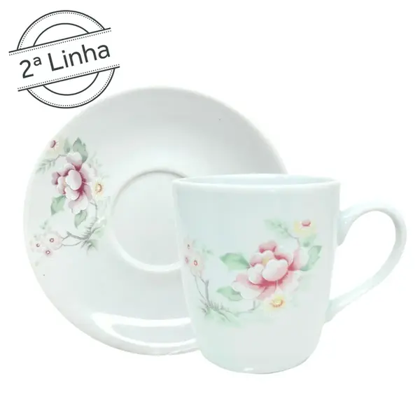 Caneca com Pires Porcelana Schmidt - Dec. R015 2ª Linha