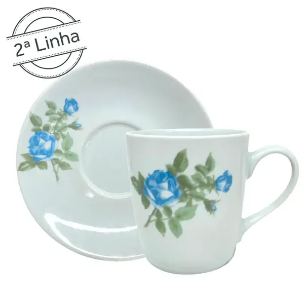 Caneca com Pires Porcelana Schmidt - Dec. R016 2ª Linha