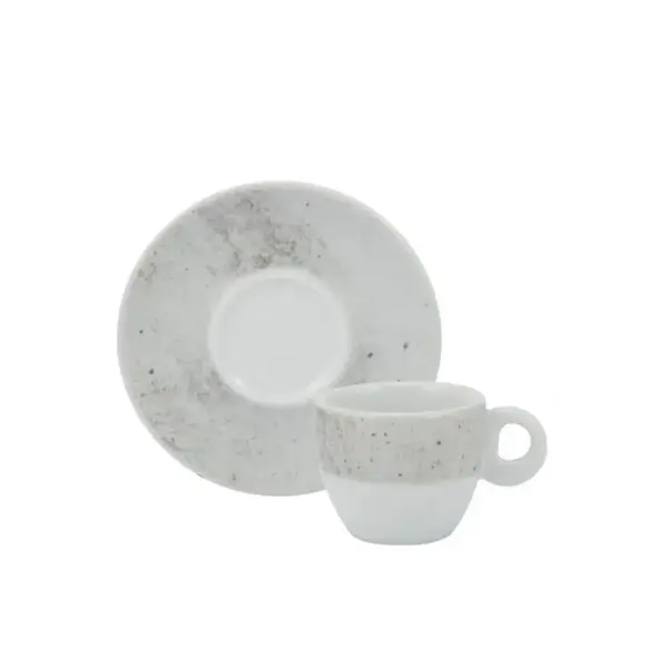 Conjunto com 6 Xícaras Café com Pires Porcelana Schmidt - Dec. Concreto 2383