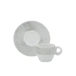 Conjunto com 6 Xícaras Café com Pires Porcelana Schmidt - Dec. Concreto 2383