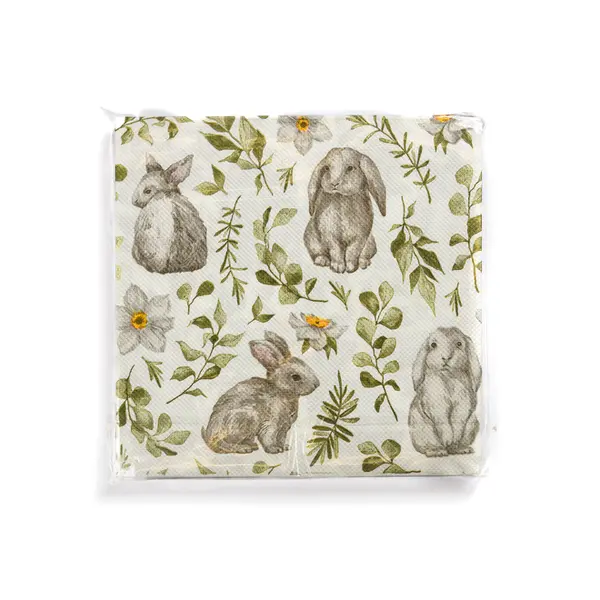 Guardanapo Coelho Cinza 20 Folhas 33cm - Ponto da Porcelana