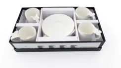 Jogo de 8 Peças para Chá Borboleta em New Bone China com Borda Dourada 180ml