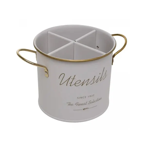 Porta Talher Olina Off White em Metal – 13,5cm x 12,3cm