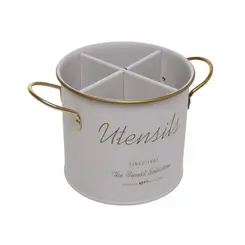 Porta Talher Olina Off White em Metal – 13,5cm x 12,3cm