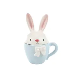 Caneca Decorativa Pequena Coelho de Cerâmica com Tampa