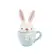 Caneca Decorativa Pequena Coelho de Cerâmica com Tampa