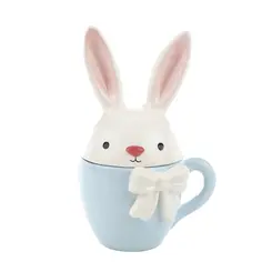 Caneca Decorativa Grande Coelho de Cerâmica com Tampa
