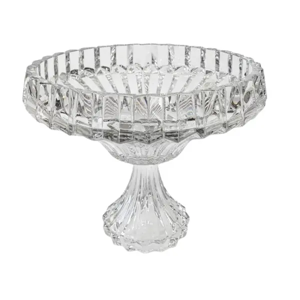 Centro de Mesa em Cristal com Bordas Trabalhadas com Pé