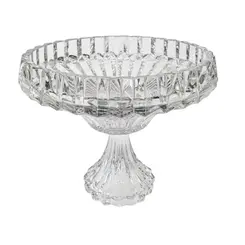 Centro de Mesa em Cristal com Bordas Trabalhadas com Pé