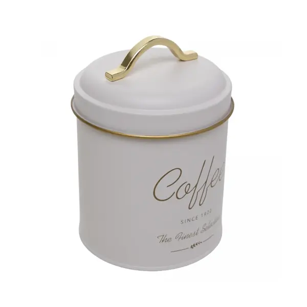 Lata Porta Café Decorativa e Alça Dourada