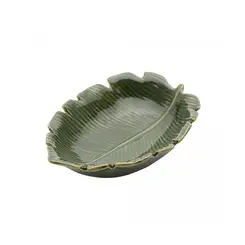 Centro de Mesa Decorativo Médio em Cerâmica Formato Folha Verde