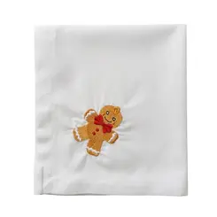Kit 4 Guardanapos Bordado Ginger Cookie em Tecido Branco