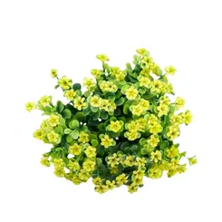 Mini Buquê Decorativo de Flores Amarelas com Folhagem Verde