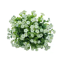 Mini Buquê Decorativo de Flores Brancas com Folhagem Verde