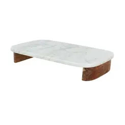 Bandeja Decorativa Retangular em Mármore Off White